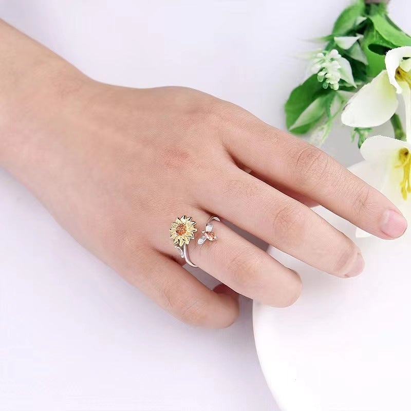 ๐ฅLast Day 49% OFF -๐ป Sunflower Fidget Spinner Ring