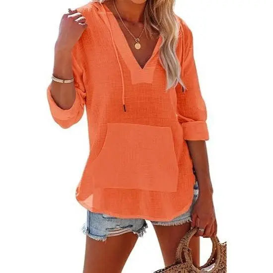 Women's V-Neck Beach Cover-Up Hoodie ποΈπ