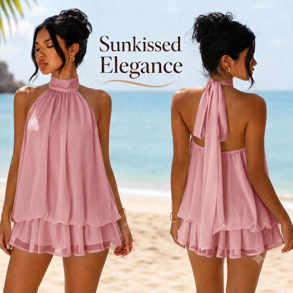 ๐ Vacation Halter Backless Maxi Dress