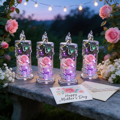 ✨ Set of Four Realistic Rose Candle Lights