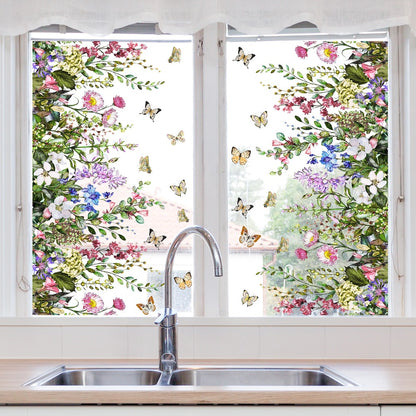 Spring Floral & Butterfly Window Stickers (2-Piece Set)