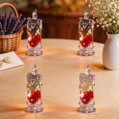 ✨ Set of Four Realistic Rose Candle Lights