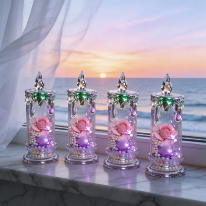 ✨ Set of Four Realistic Rose Candle Lights