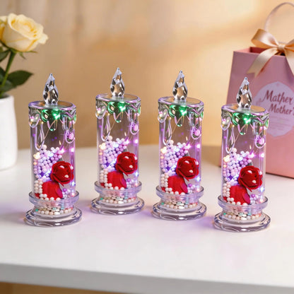 ✨ Set of Four Realistic Rose Candle Lights