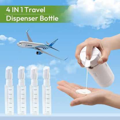 🧴✨ 4-in-1 Portable Travel Dispenser Bottle – Compact Cosmetic & Shampoo Storage