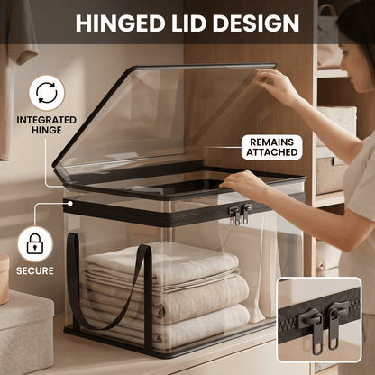 Heavy-Duty Large Clear Storage Box with Hinged Lid