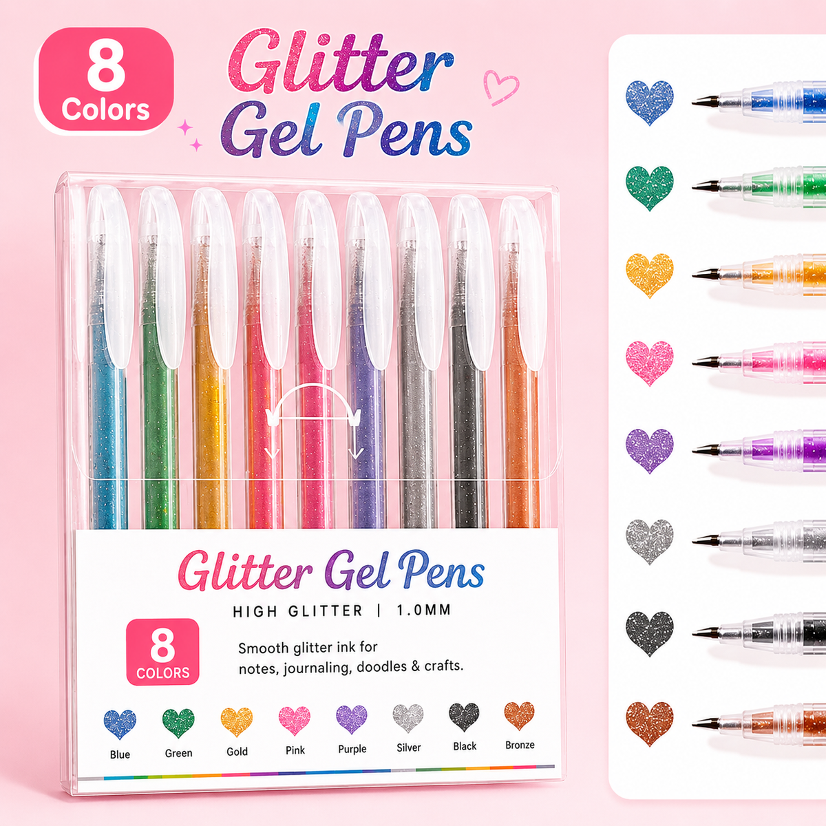 ✨ Glitter Gel Pen Set for Coloring, Drawing & Journaling