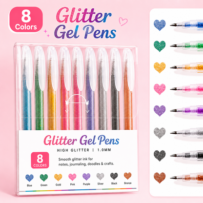✨ Glitter Gel Pen Set for Coloring, Drawing & Journaling