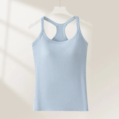 🔥Last Day 45% OFF-🧘‍♀️ Women's Ribbed Built-In Bra Tank Top