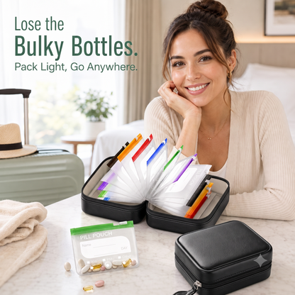 🧳 Smart Pill Organizer Pouch | 14 Color-Coded Bags