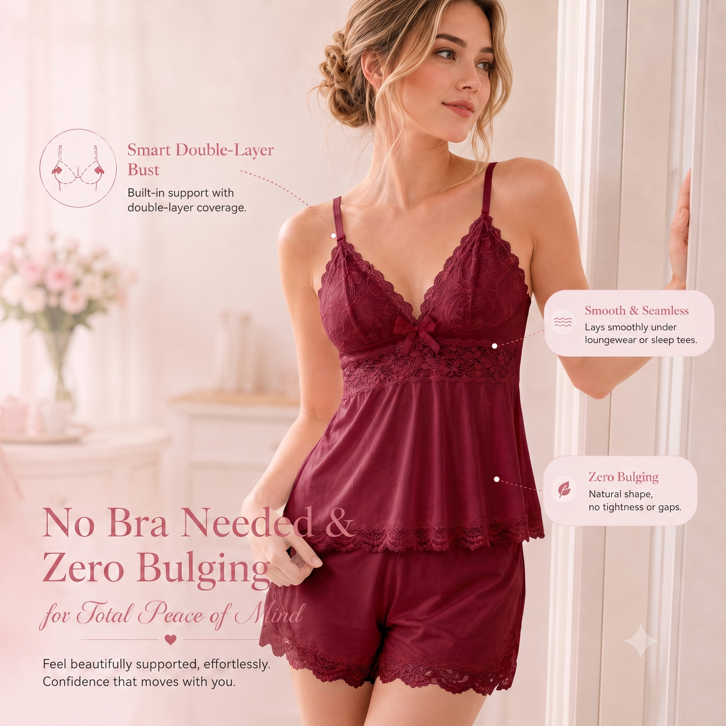 🌸 Sexy Lace Cami Sleepwear 2-Piece Set
