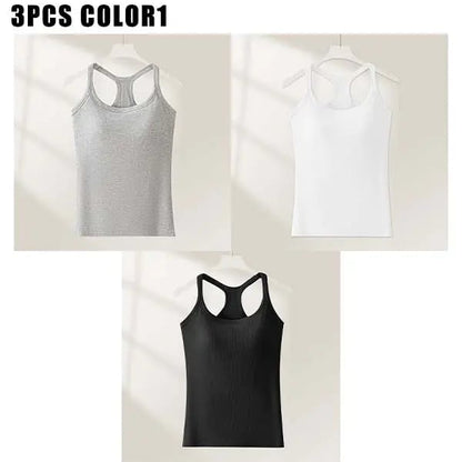 🔥Last Day 45% OFF-🧘‍♀️ Women's Ribbed Built-In Bra Tank Top
