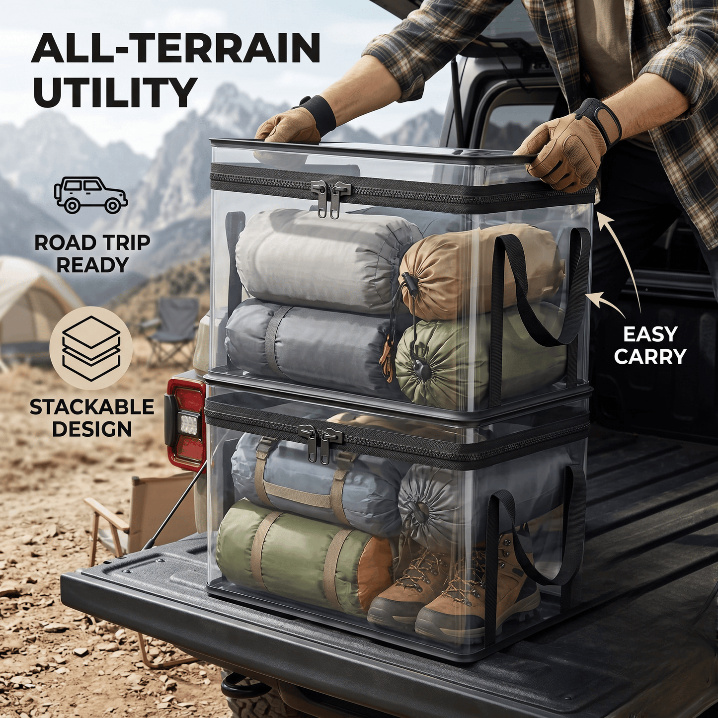 Heavy-Duty Large Clear Storage Box with Hinged Lid