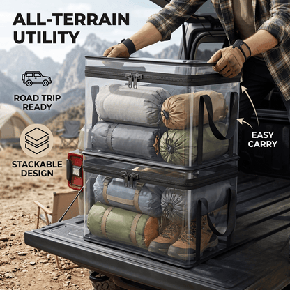 Heavy-Duty Large Clear Storage Box with Hinged Lid