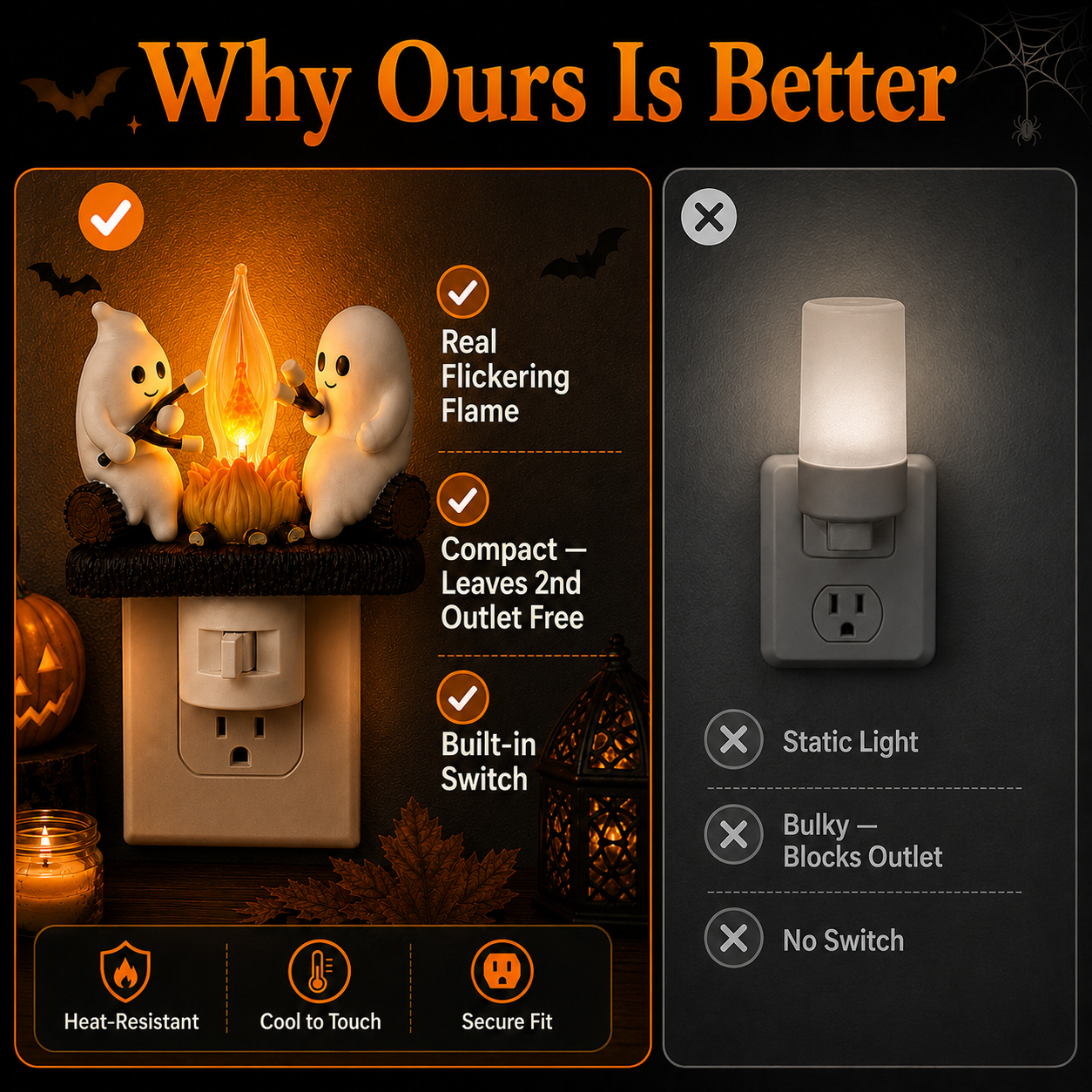 👻 Ghost Campfire Night Light
