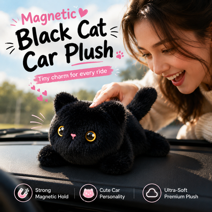 🐱 Magnetic Black Cat Car Plush Toy