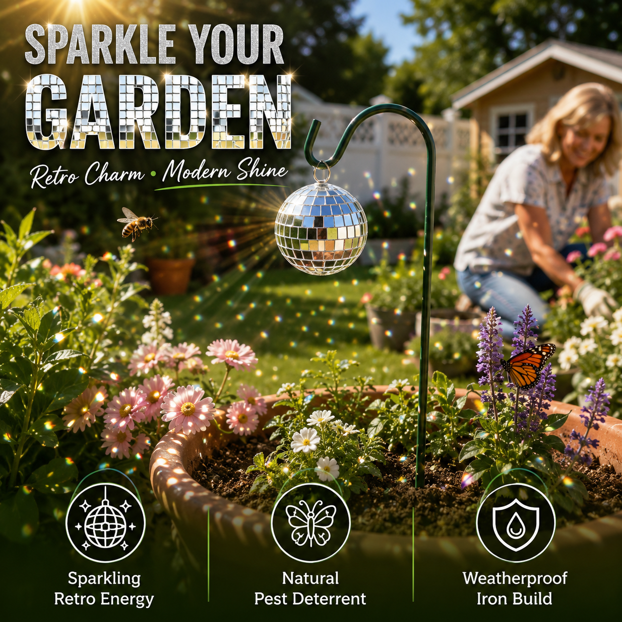 🪩🌱 Mini Disco Ball Garden Stake