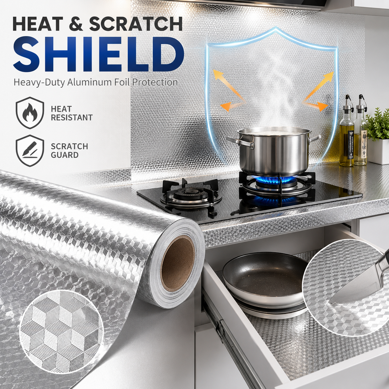 🍳Oil-Proof Aluminum Foil Kitchen Backsplash Wallpaper