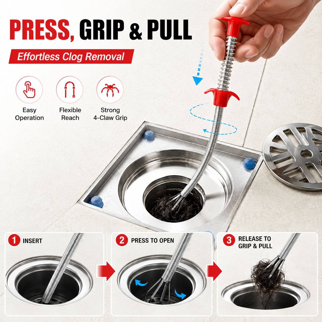 🪠 Flexible Grabber Claw Pick Up Reacher Tool