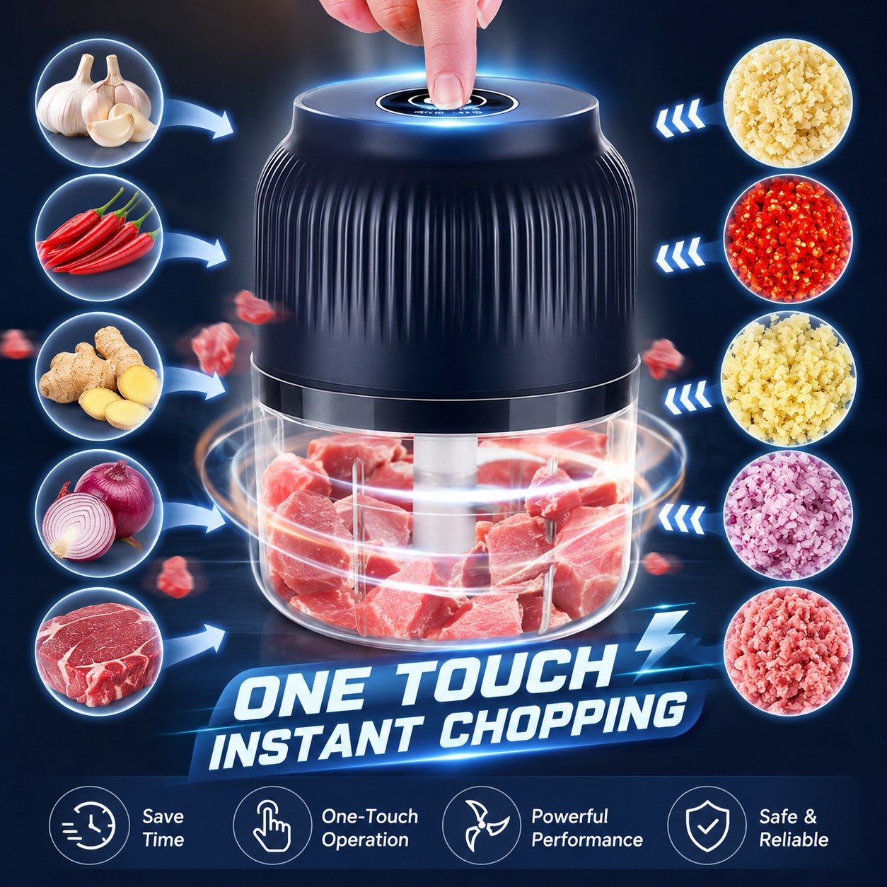 ⚡ Electric Mini Food Shredder & Grinder