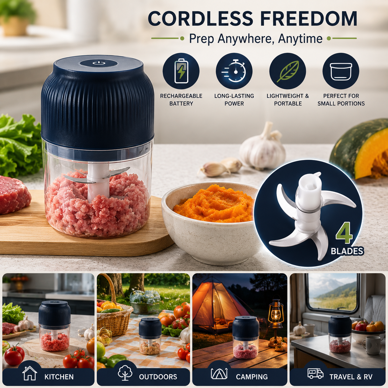 ⚡ Electric Mini Food Shredder & Grinder