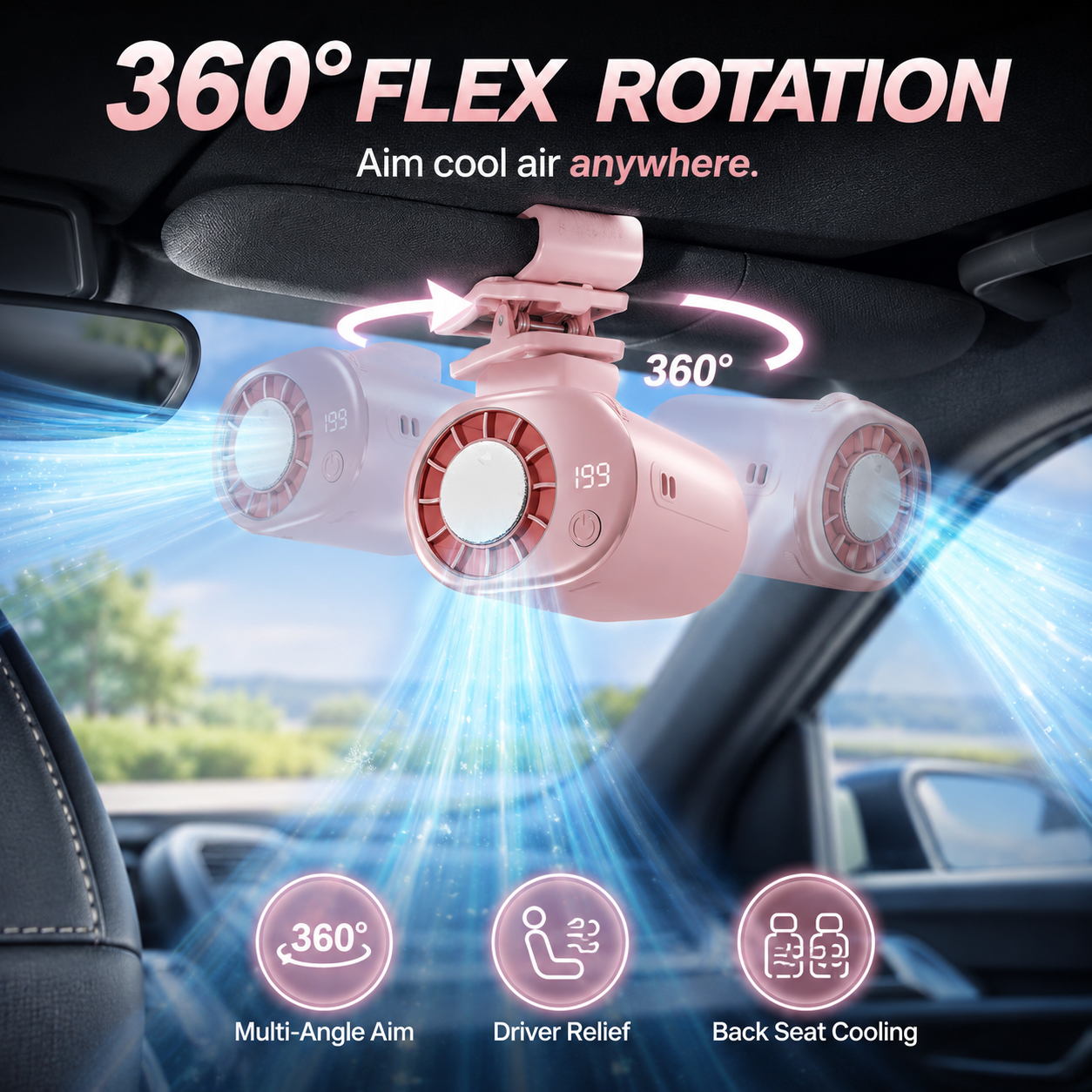 🚗 Joytutus Clip-On Car Cooling Fan