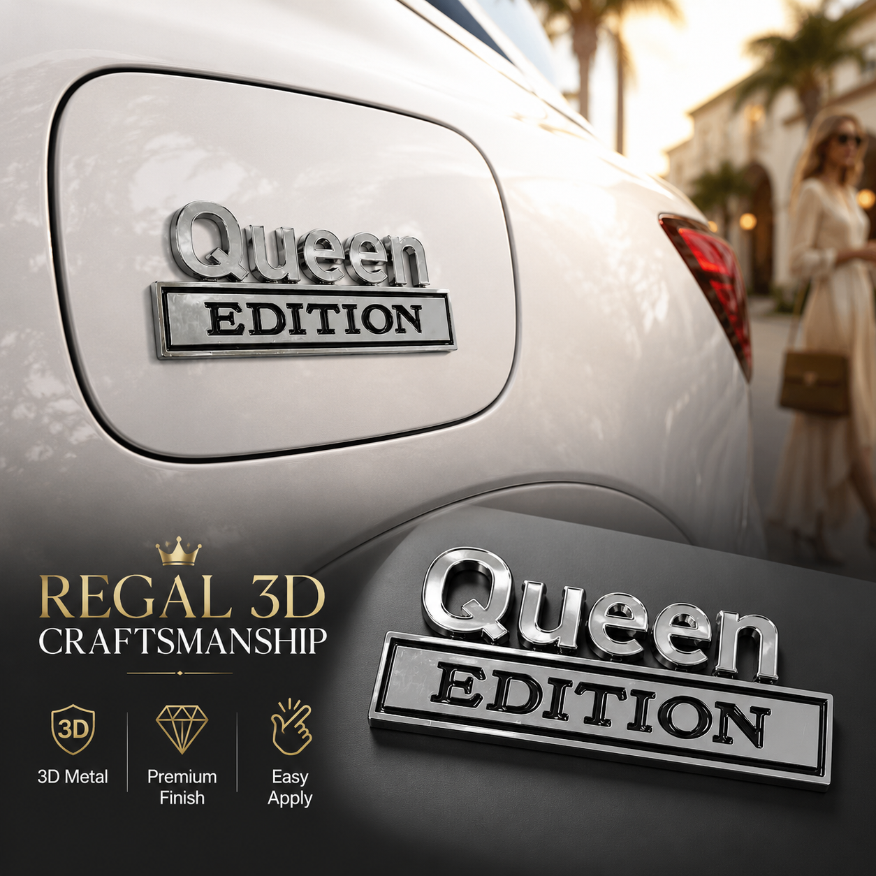 👑 Queen Edition 3D Metal Vehicle Emblem