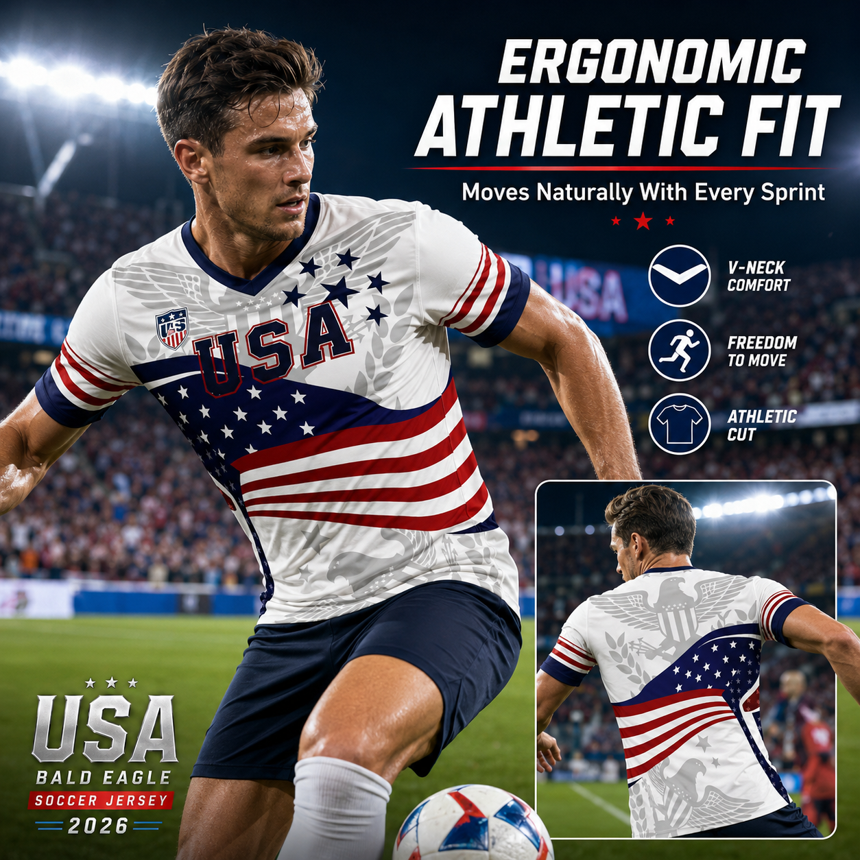 ⚽️ USA Bald Eagle Soccer Jersey 2026