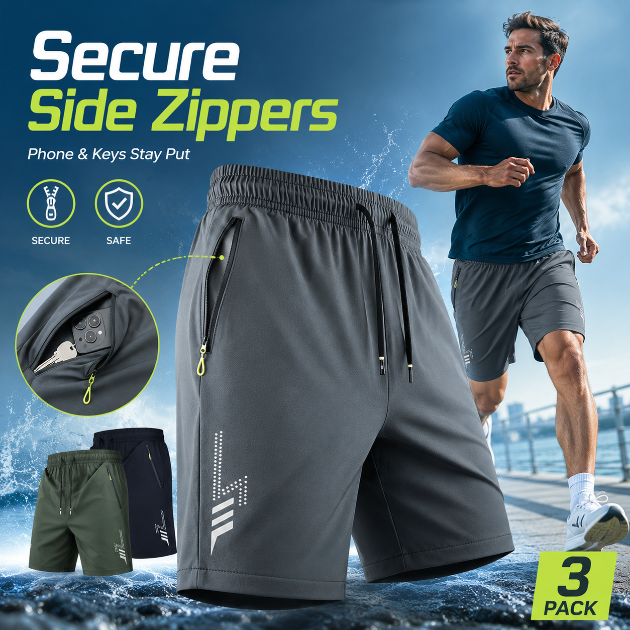 🩳 Men’s Unisex Athletic Shorts (3-Pack)