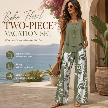 🌸 Boho Floral Two-Piece Vacation Set