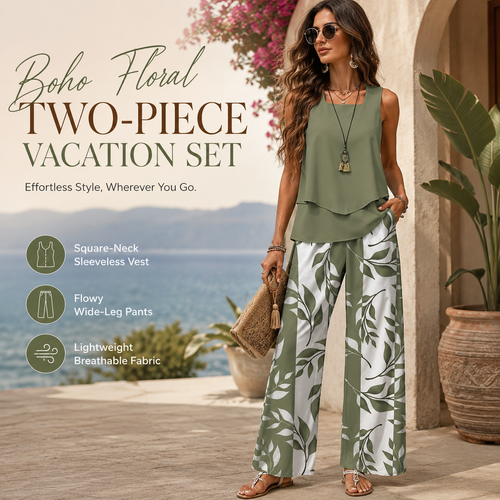 🌸 Boho Floral Two-Piece Vacation Set
