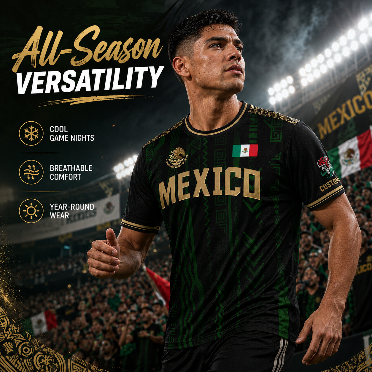 ⚽ Aztec-Inspired Long Sleeve Soccer Jersey