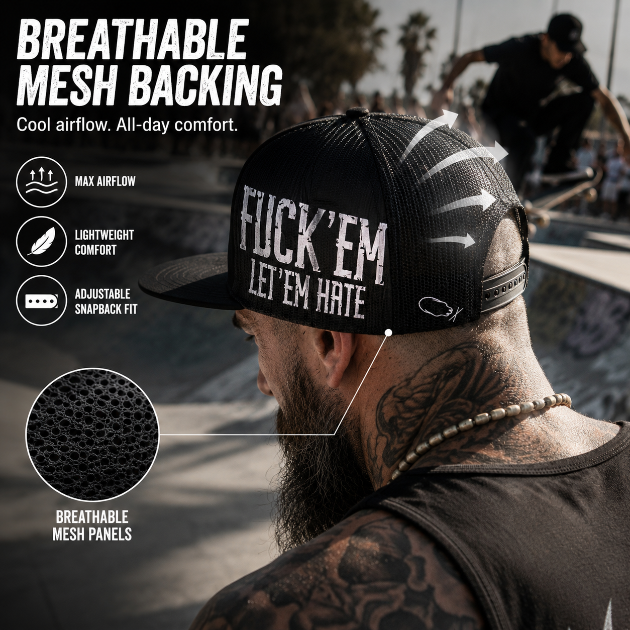 🧢 "LET 'EM HATE" Side Style Black Snapback Hat