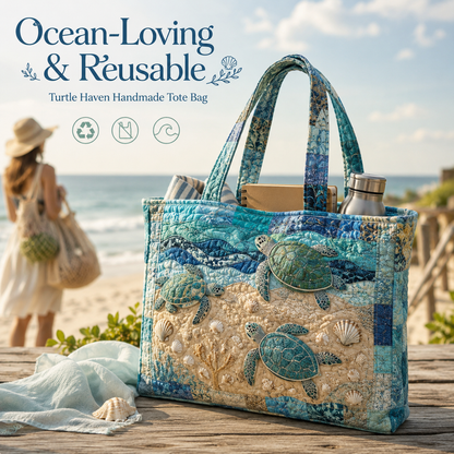 🐢 Turtle Haven Handmade Tote Bag