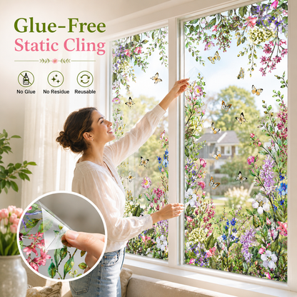Spring Floral & Butterfly Window Stickers (2-Piece Set)