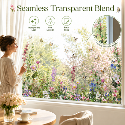 Spring Floral & Butterfly Window Stickers (2-Piece Set)