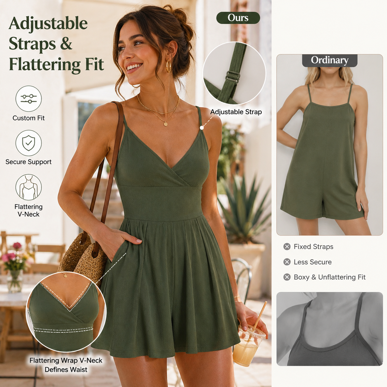 Women's Casual Knitted Fitted Cami Romper