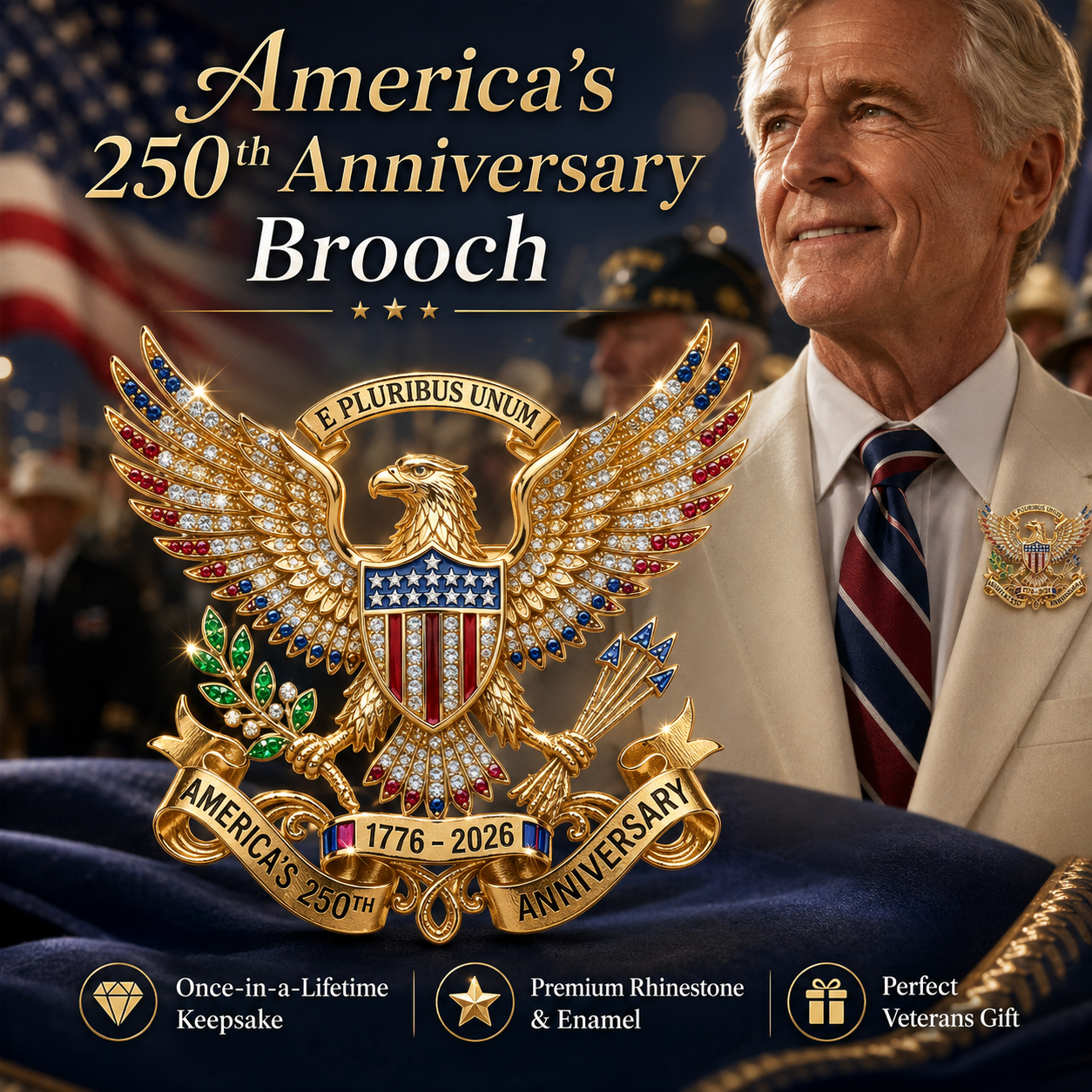 America's 250th Anniversary Commemorative Patriotic Brooch Pin