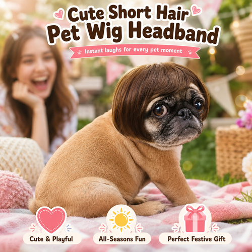 Cute Short Hair Pet Wig Headband