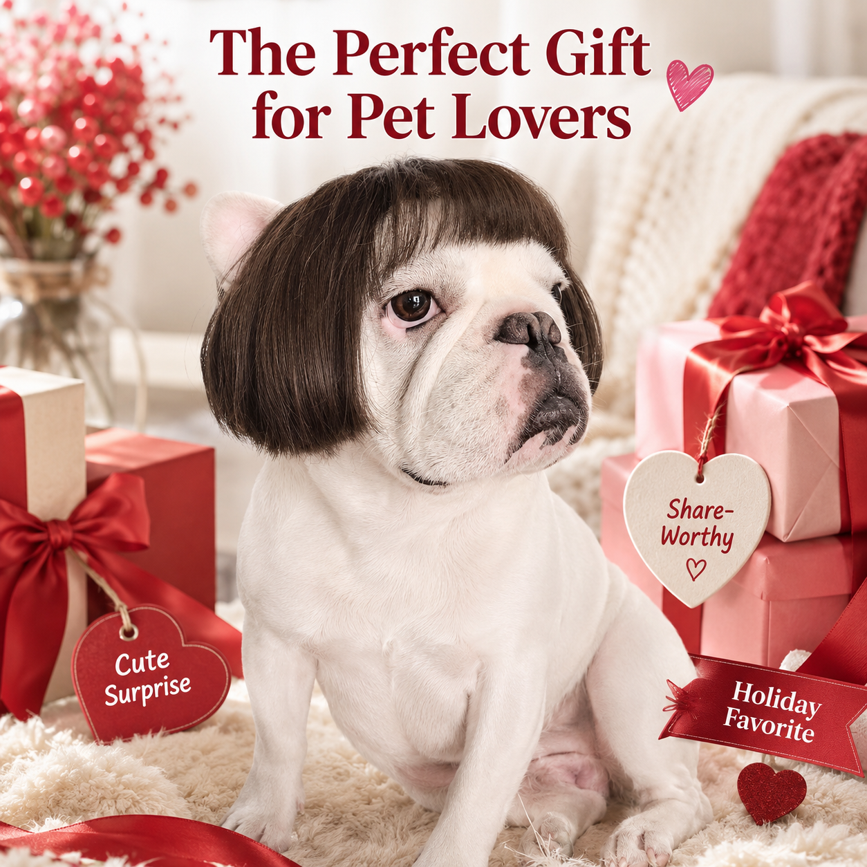 Cute Short Hair Pet Wig Headband