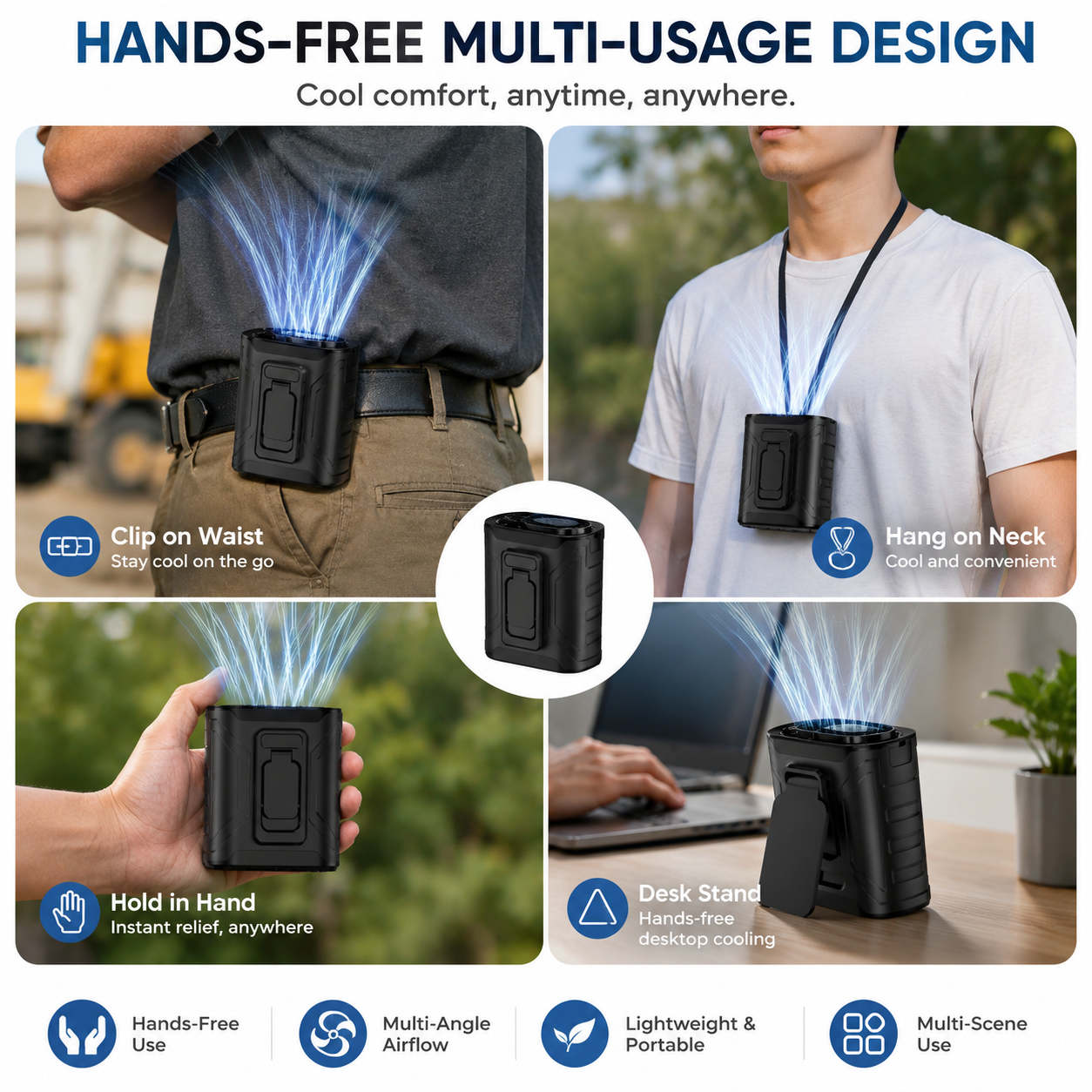 Portable Multifunctional Rechargeable Waist Fan