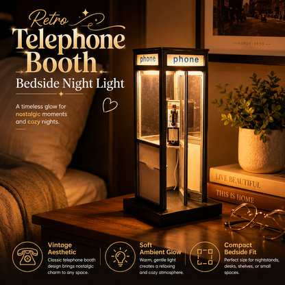 Retro Telephone Booth Bedside Night Light 📞✨