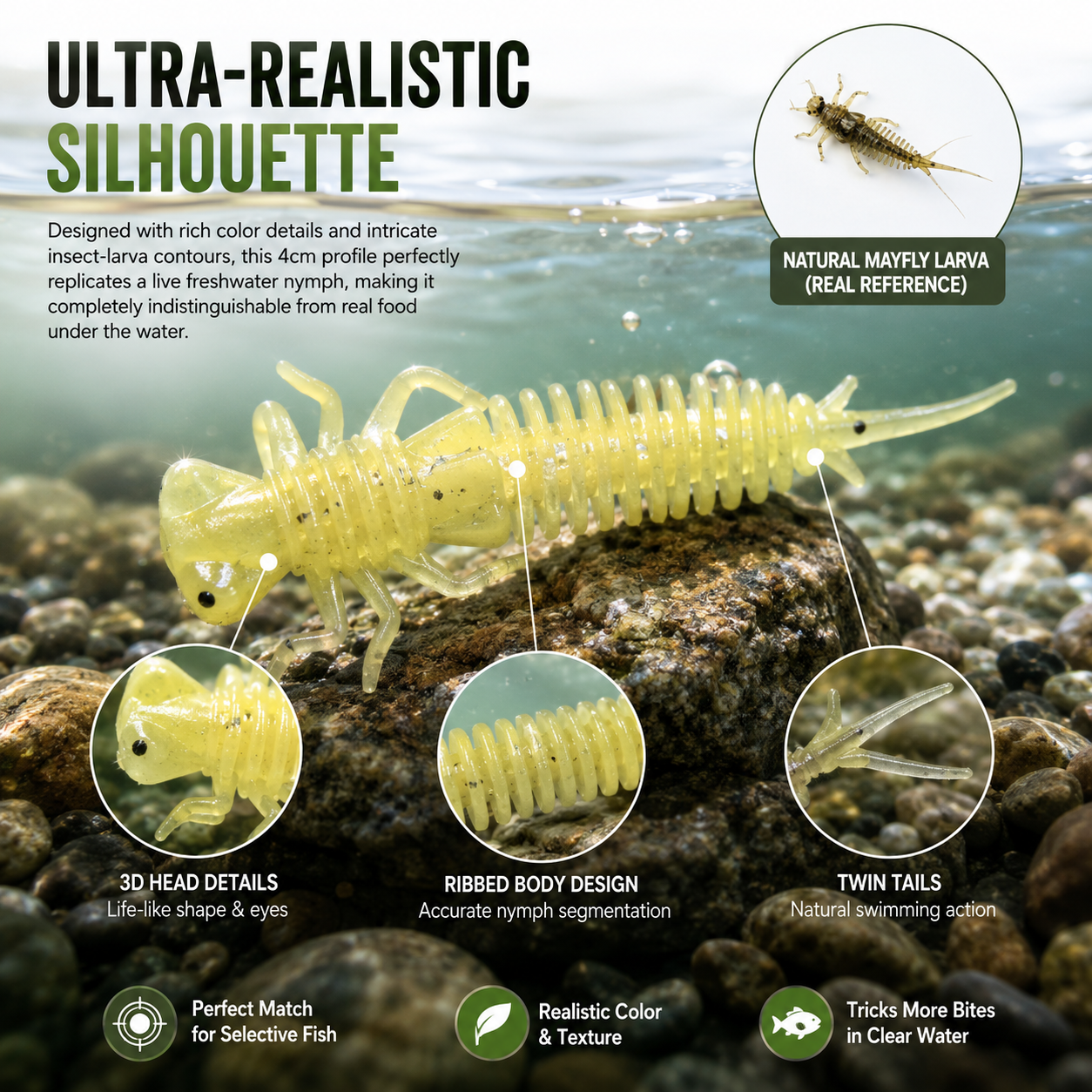 Realistic Mayfly Larva Soft Fishing Bait (20-Pack) 🎣🐛