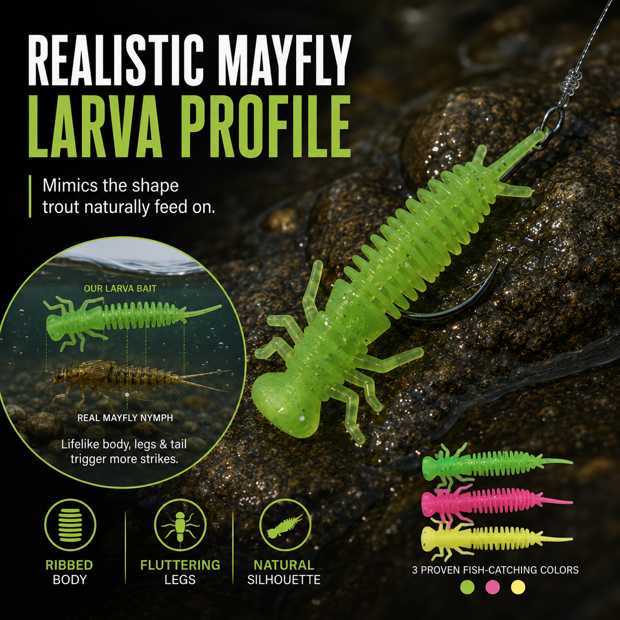 Realistic Mayfly Larva Soft Fishing Bait (20-Pack) 🎣🐛