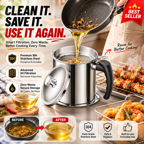 Modern Stainless Steel Oil Dispenser & Grease Container