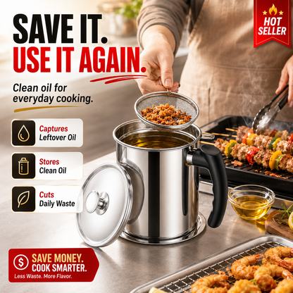 Modern Stainless Steel Oil Dispenser & Grease Container