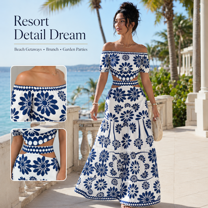 Women's Floral Off-Shoulder Cutout Maxi Dress