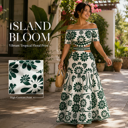 Women's Floral Off-Shoulder Cutout Maxi Dress