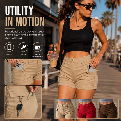 Women's High-Waisted Mini Cargo Shorts (3-Pack)