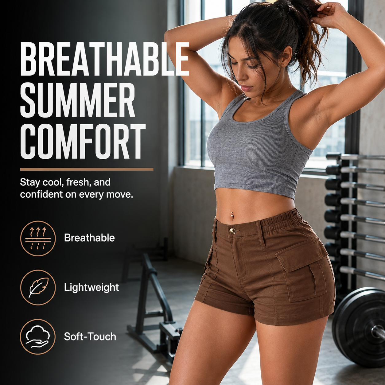 Women's High-Waisted Mini Cargo Shorts (3-Pack)